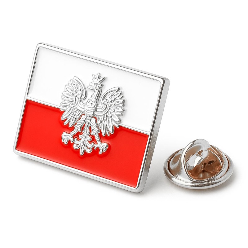 Pins patriotyczny - Orzeł na Fladze Polski