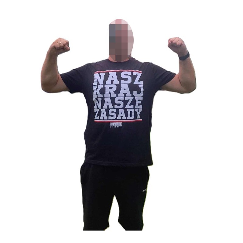Koszulka NASZ KRAJ NASZE ZASADY czarna