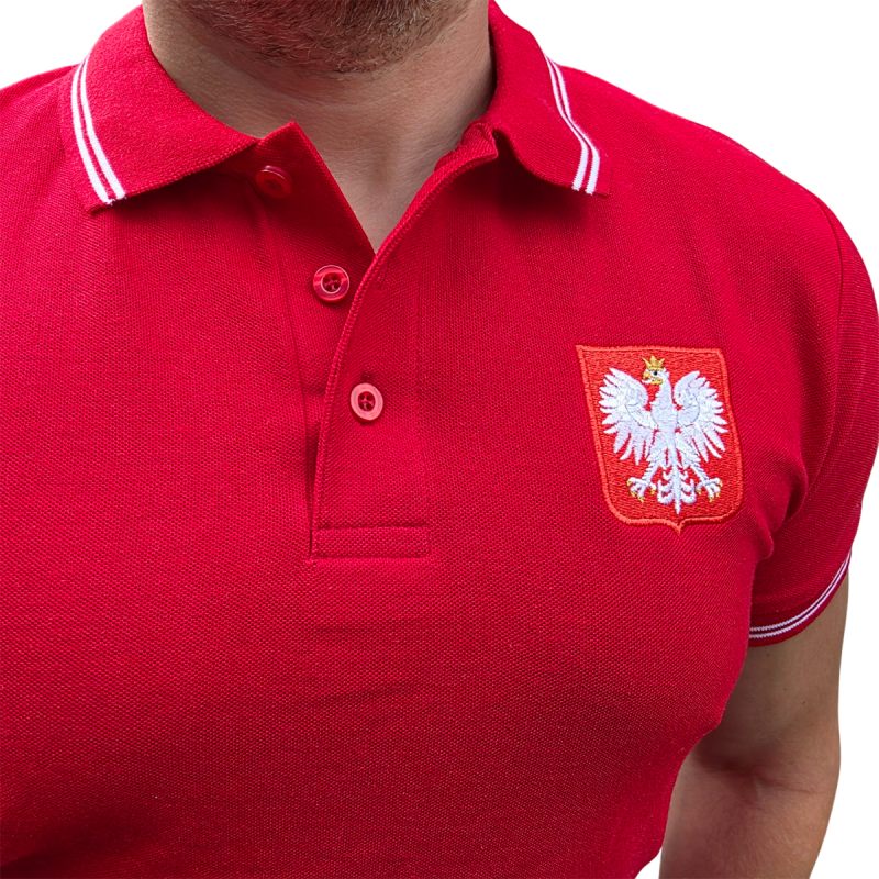 Czerwona koszulka polo - Godło Polski