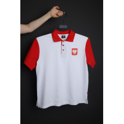 Koszulka POLO biało-czerwona z Godłem Polski