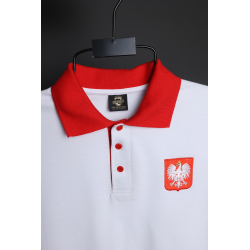 Koszulka POLO biało-czerwona z Godłem Polski