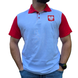 Koszulka polo Polska biało-czerwona z orłem | Imperium