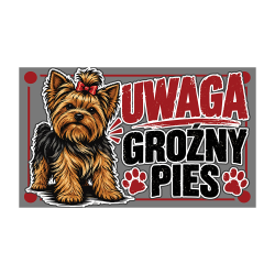 Wycieraczka „Uwaga, groźny pies” z yorkiem | Imperium