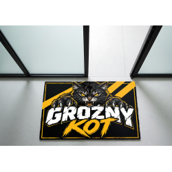 Wycieraczka „Groźny kot” – czarno-żółty wzór z kotem | Imperium