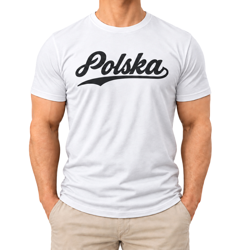 Koszulka Polska biała z czarnym napisem | Imperium