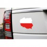 Naklejka na auto kontury Polski bialo-czerwone