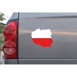 Naklejka na auto kontury Polski bialo-czerwone