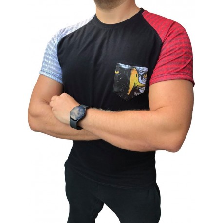 Koszulka Orzeł biało-czerwona SLIM FIT kieszonka