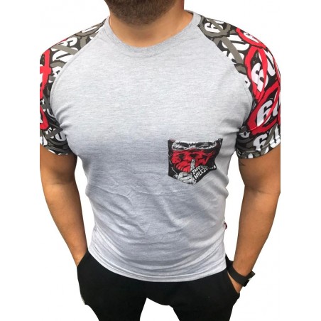 Koszulka szara ANTY 60-tka SLIM FIT kieszonka Koszulka szara ANTY 60-tka SLIM FIT kieszonka