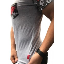 Koszulka szara ANTY 60-tka SLIM FIT kieszonka