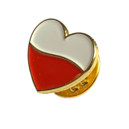 Pins patriotyczny - serce biało-czerwone Pins patriotyczny - serce biało-czerwone
