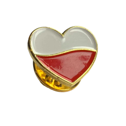 Pins patriotyczny - serce biało-czerwone