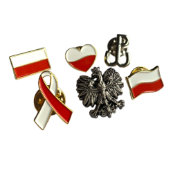 Pins patriotyczny - serce biało-czerwone