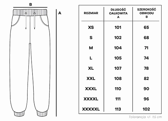 tabela rozmiarów spodnie patriotyczne