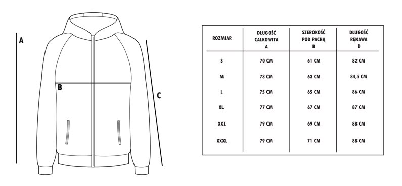 tabela rozmiarow kurtka dwustronna