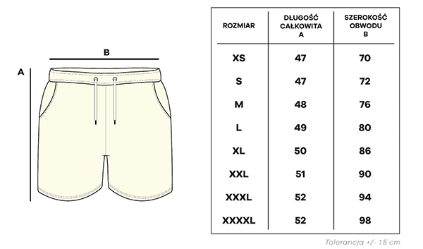 tabela rozmiarów spodenki